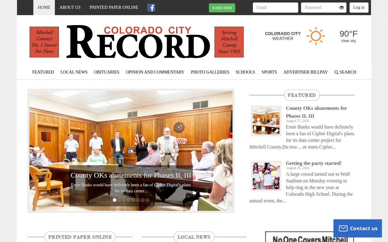 Colorado City Record local news interface for Mitchell County crime news